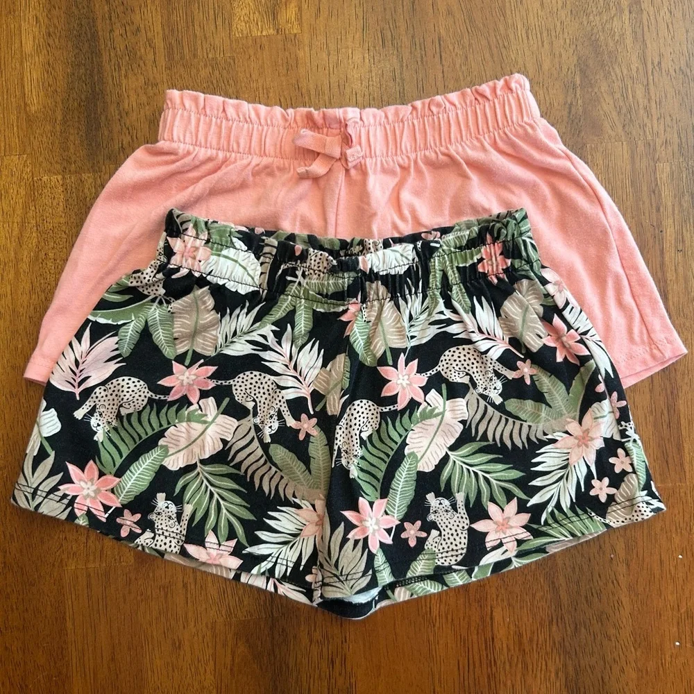Cotton Shorts Coral & Leopard Bundle Girl Size 4T | 2-Pack | The Childrens Place